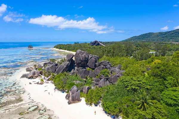 Famosa Anse Fonte Argent Praia Ilha Digue Seychelles — Fotografia de Stock