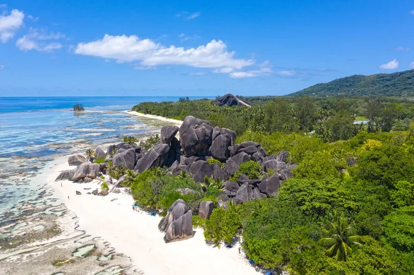 Famosa Spiaggia Anse Source Argent Sull Isola Digue Seychelles — Foto Stock