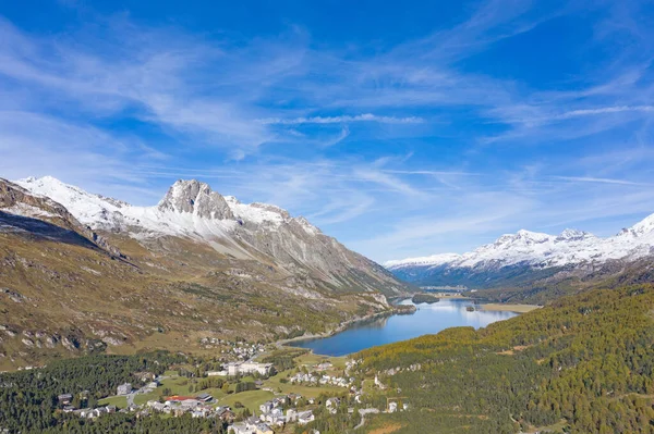 Sviçre Talya Birbirine Bağlayan Maloja Geçidi Nin Virajlı Yolu — Stok fotoğraf