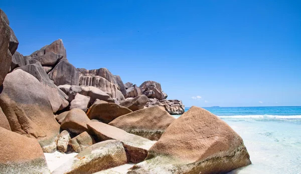 Célèbre Plage Grand Anse Sur Île Digue Seychelles — Photo