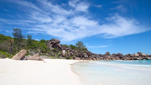 Beroemd Grand Anse Strand Het Eiland Digue Seychellen — Stockfoto