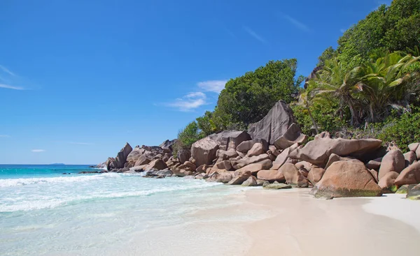 Famous Grand Anse Beach Digue Island Seychelles Stock Photo