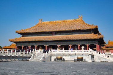 BEIJING, ÇİN - 14 Ekim 2017: Yasak Şehir (Saray Müzesi), Çin imparatorluk sarayı Ming hanedanlığından Qing hanedanlığının sonuna kadar (1420-1912)).