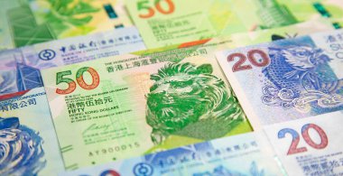 Hong Kong banknotlarının koleksiyonu.