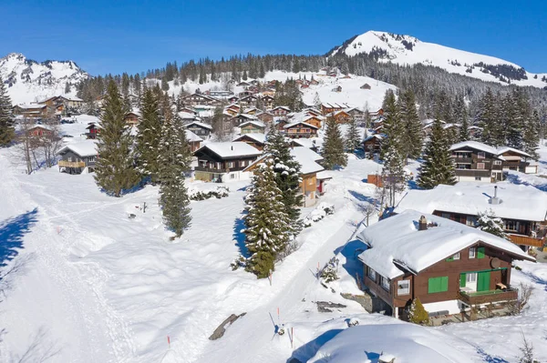 Winter Den Schweizer Alpen Dorf Arvenbuel Bei Amden Kanton Gallen — Stockfoto