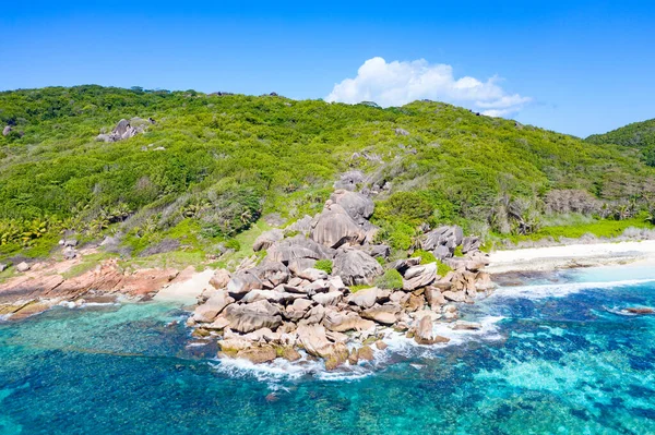 Beroemd Grand Anse Strand Het Eiland Digue Seychellen — Stockfoto