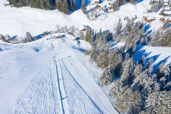 瑞士圣加仑Amden州附近Arvenbuel村的Swiss阿尔卑斯山冬季 — 图库照片