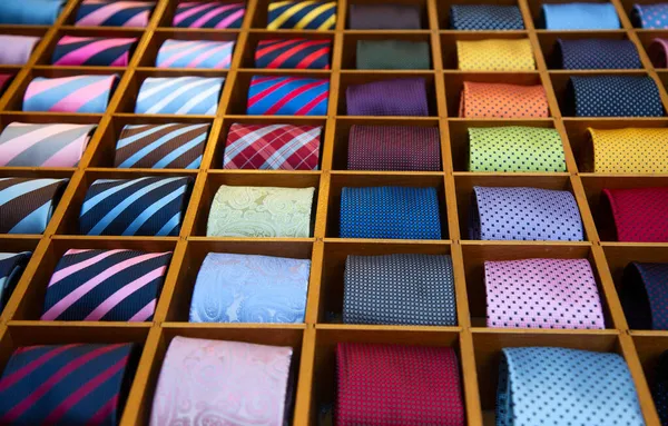 Colección Corbata Colorida Tienda Hombres — Foto de Stock