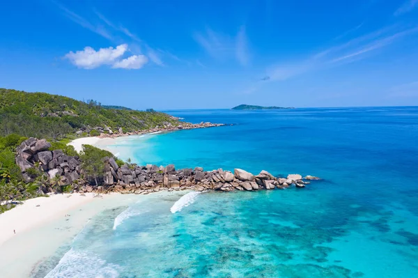 Famosa Praia Grand Anse Ilha Digue Seychelles — Fotografia de Stock