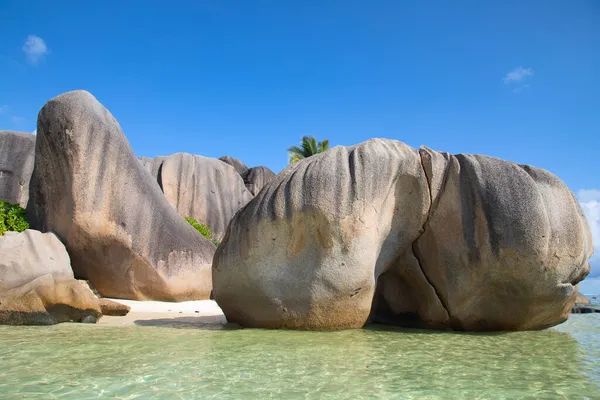 Célèbre Anse Source Argent Plage Sur Île Digue Seychelles — Photo