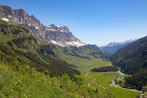 Klausenpass Horská Silnice Spojující Kantony Uri Glarus Švýcarských Alpách — Stock fotografie