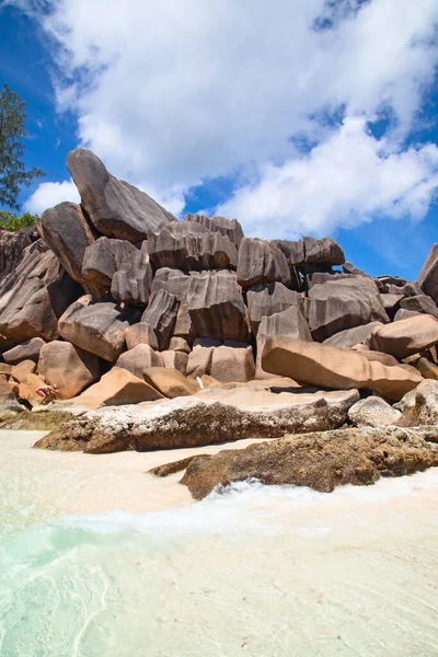 Célèbre Plage Grand Anse Sur Île Digue Seychelles — Photo