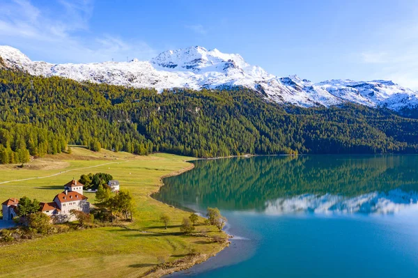 Carretera Sinuosa Del Paso Maloja Que Une Suiza Italia —  Fotos de Stock