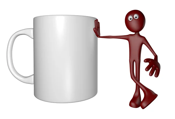 Red guy and mug — Stock Photo, Image