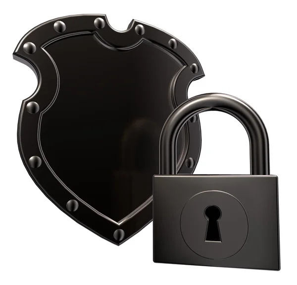 Shield and padlock — Stock Photo, Image