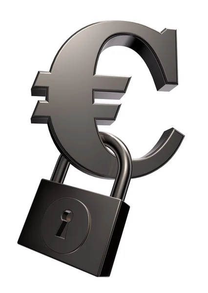 Symbol eura a visací zámek — Stock fotografie