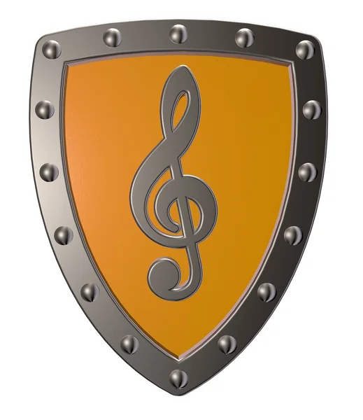 Clef on metal shield — Stock Photo, Image