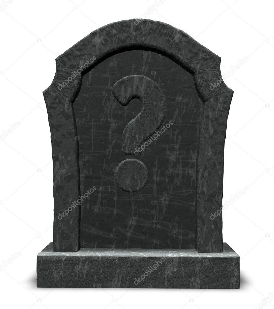 Gravestone with question mark