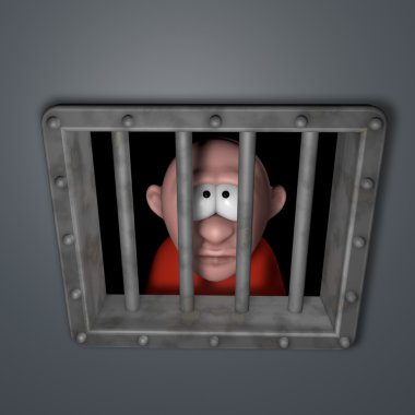 Cartoon guy in jail clipart
