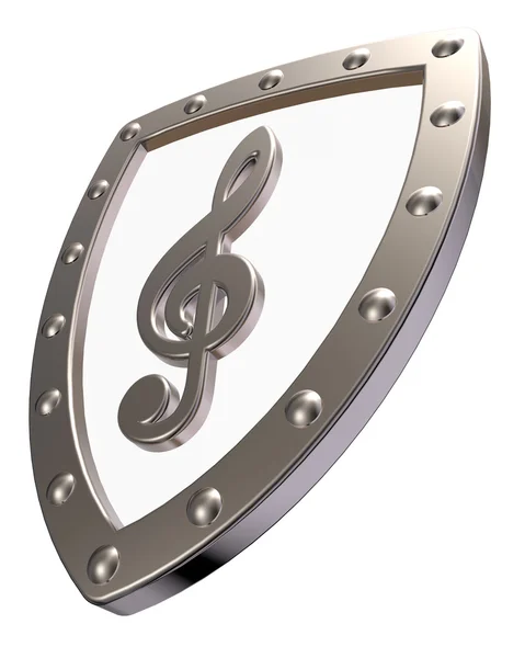 Clef on metal shield — Stock Photo, Image