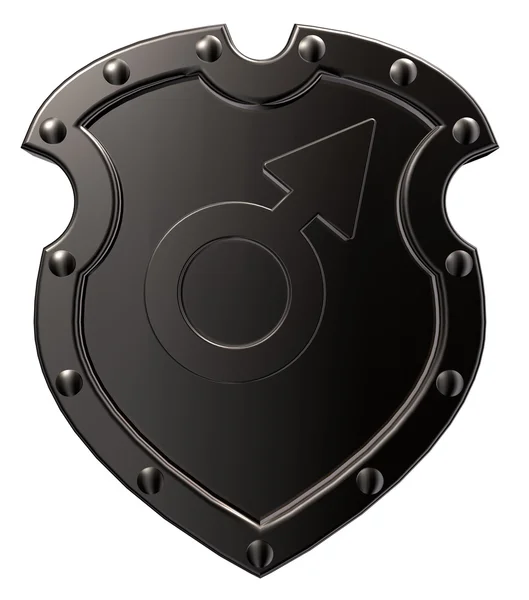 Male symbol on shield — Stock Photo, Image