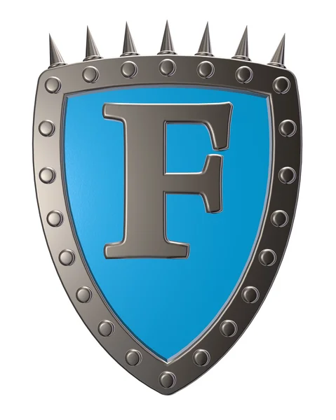 Shield with letter f — Stock Photo, Image