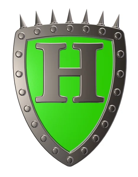 Shield with letter h — Stock Photo, Image