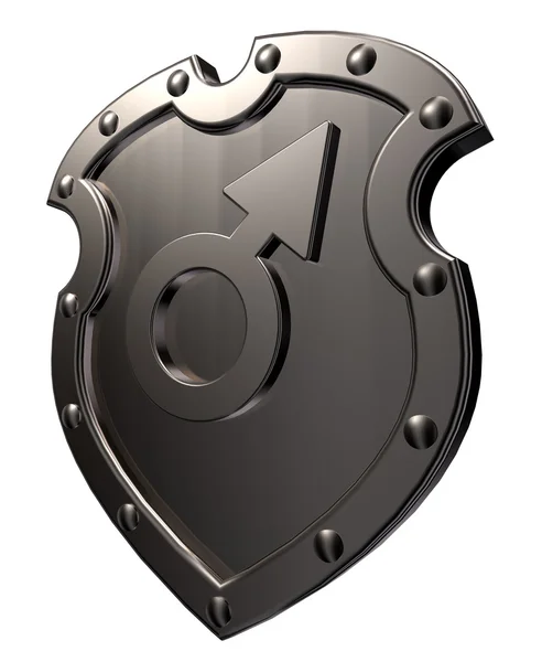 Male symbol on shield — Stock Photo, Image