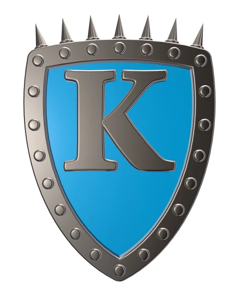 Shield with letter k — Stock Photo, Image