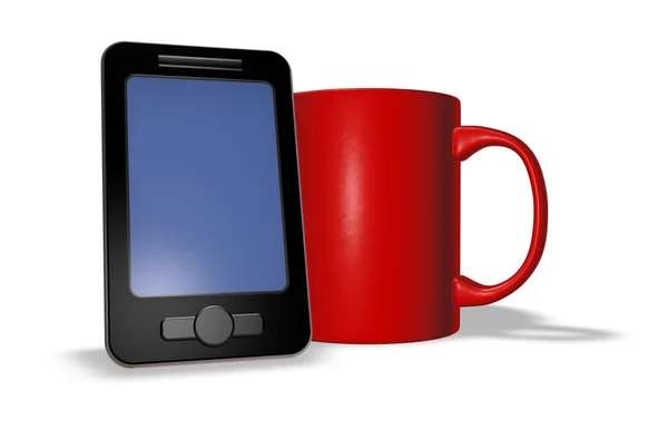 Smartphone y taza —  Fotos de Stock