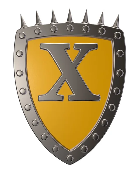 Shield with letter x — Stock Photo, Image