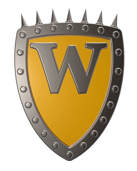 Shield with letter w — Stock Photo, Image