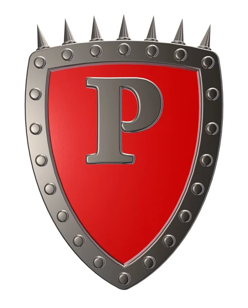 Escudo com letra P — Fotografia de Stock
