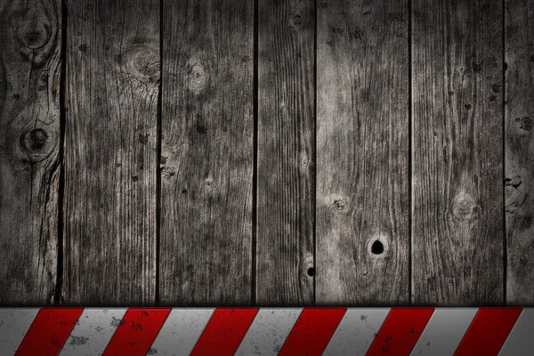 Wooden background with warning bar — Stock Photo, Image