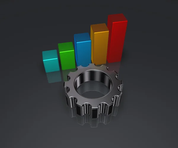 Geschäftsdiagramm und Zahnrad — Stockfoto