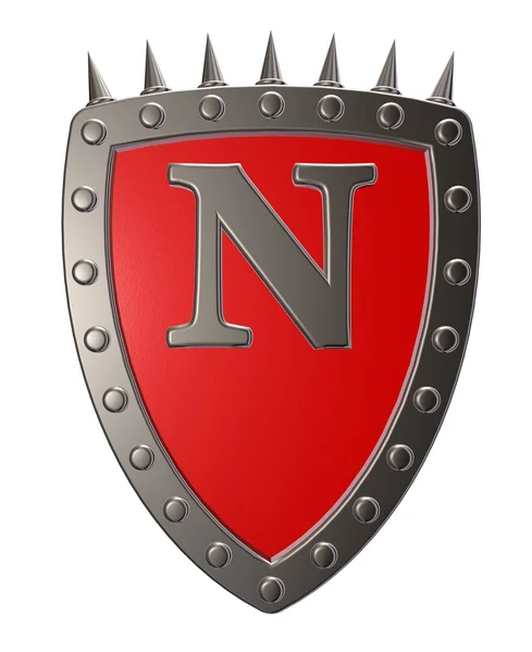 Shield with letter n — Stock Photo, Image
