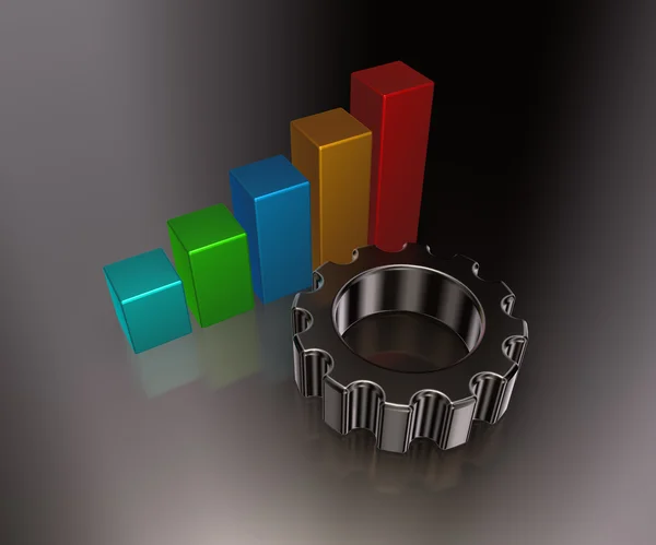 Gráfico de negocio y rueda dentada —  Fotos de Stock