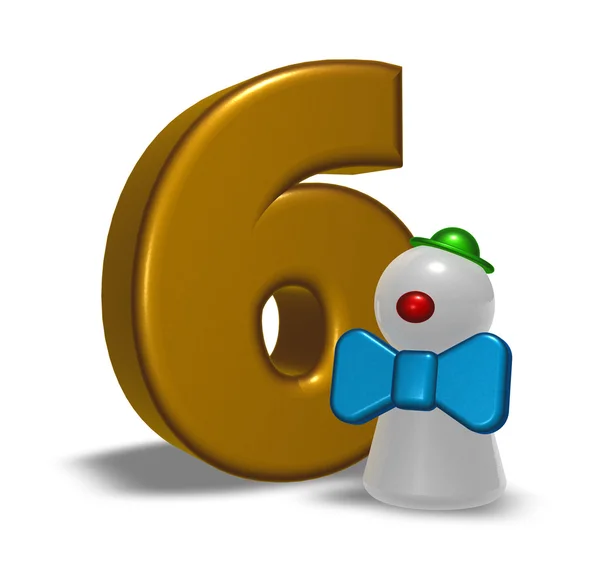 Number six and clown — Stock Photo, Image