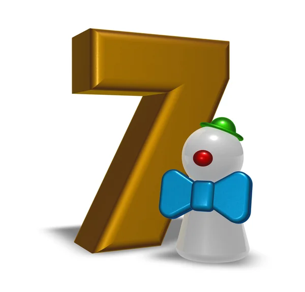 Number seven and clown — Stock Photo, Image