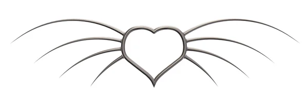 Металеві крила серця — стокове фото