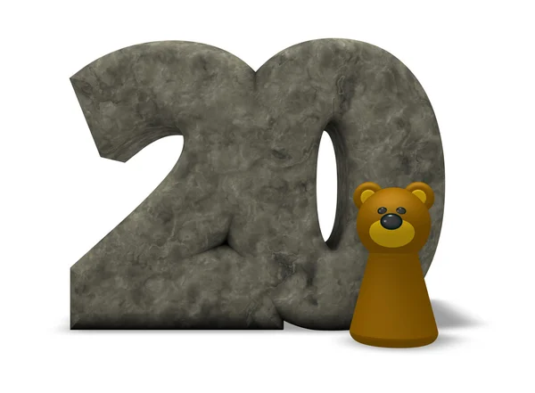 Kamenné číslo a medvěd — Stock fotografie