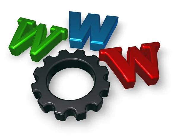 Www letters and cogwheel — Stock Photo, Image