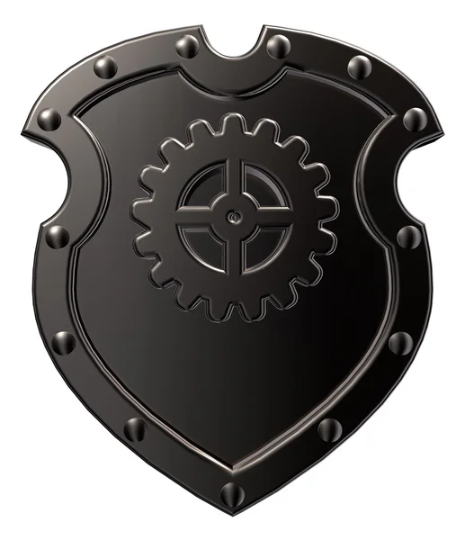 Shield with gear wheel — Stock Photo, Image