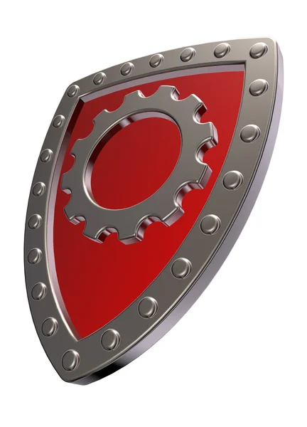 Shield with gear wheel — Stock Photo, Image