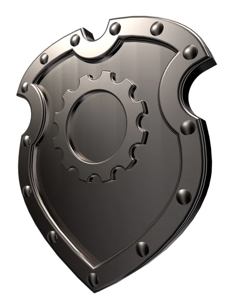 Shield with gear wheel — Stock Photo, Image