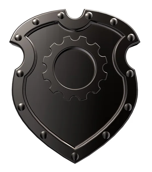 Shield with gear wheel — Stock Photo, Image