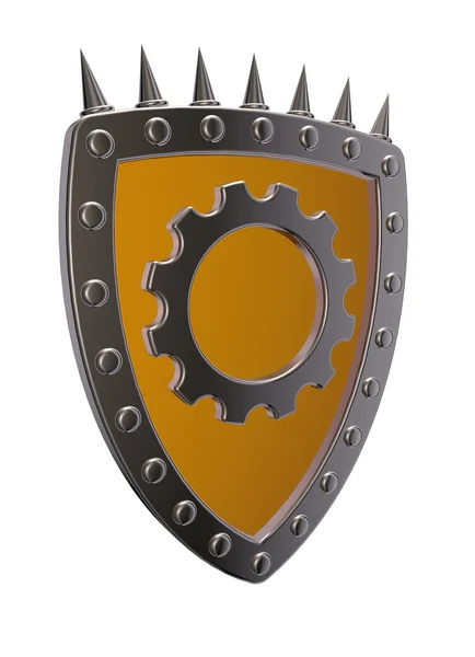 Shield with gear wheel — Stock Photo, Image