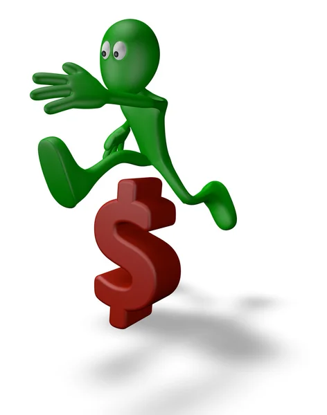 Jump over dollar — Stock Photo, Image