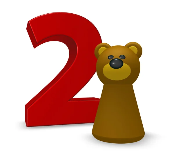 Number two and bear — Stock Photo, Image