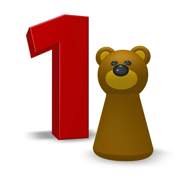 Number one and bear — Stockfoto